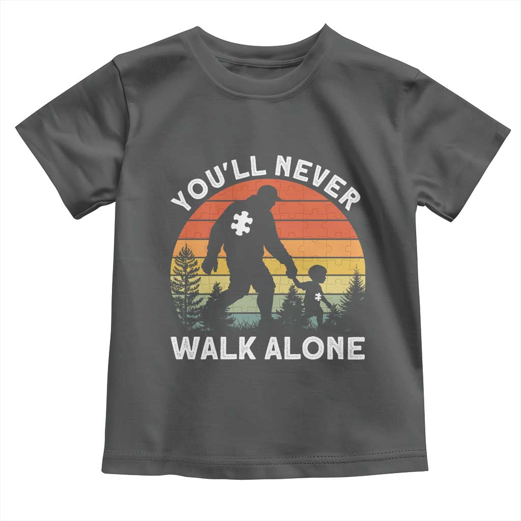 Autism Acceptance Toddler T Shirt Autism Dad You'll Never Walk Alone Support TS14 Dark Heather Print Your Wear
