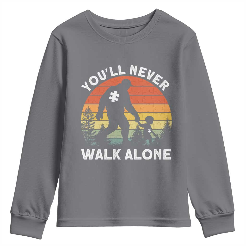 Autism Acceptance Youth Sweatshirt Autism Dad You'll Never Walk Alone Support TS14 Charcoal Print Your Wear