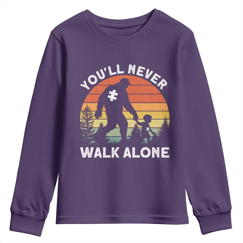 Autism Acceptance Youth Sweatshirt Autism Dad You'll Never Walk Alone Support TS14 Purple Print Your Wear