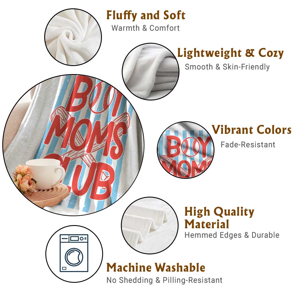 Boy Moms Club Throw Blanket Funny Motherhood Baseball Gift For Mom TS14 Print Your Wear