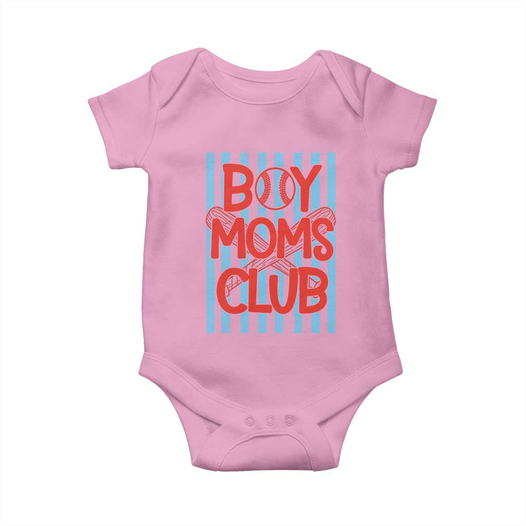 Boy Moms Club Baby Onesie Funny Motherhood Baseball Gift For Mom TS14 Light Pink Print Your Wear