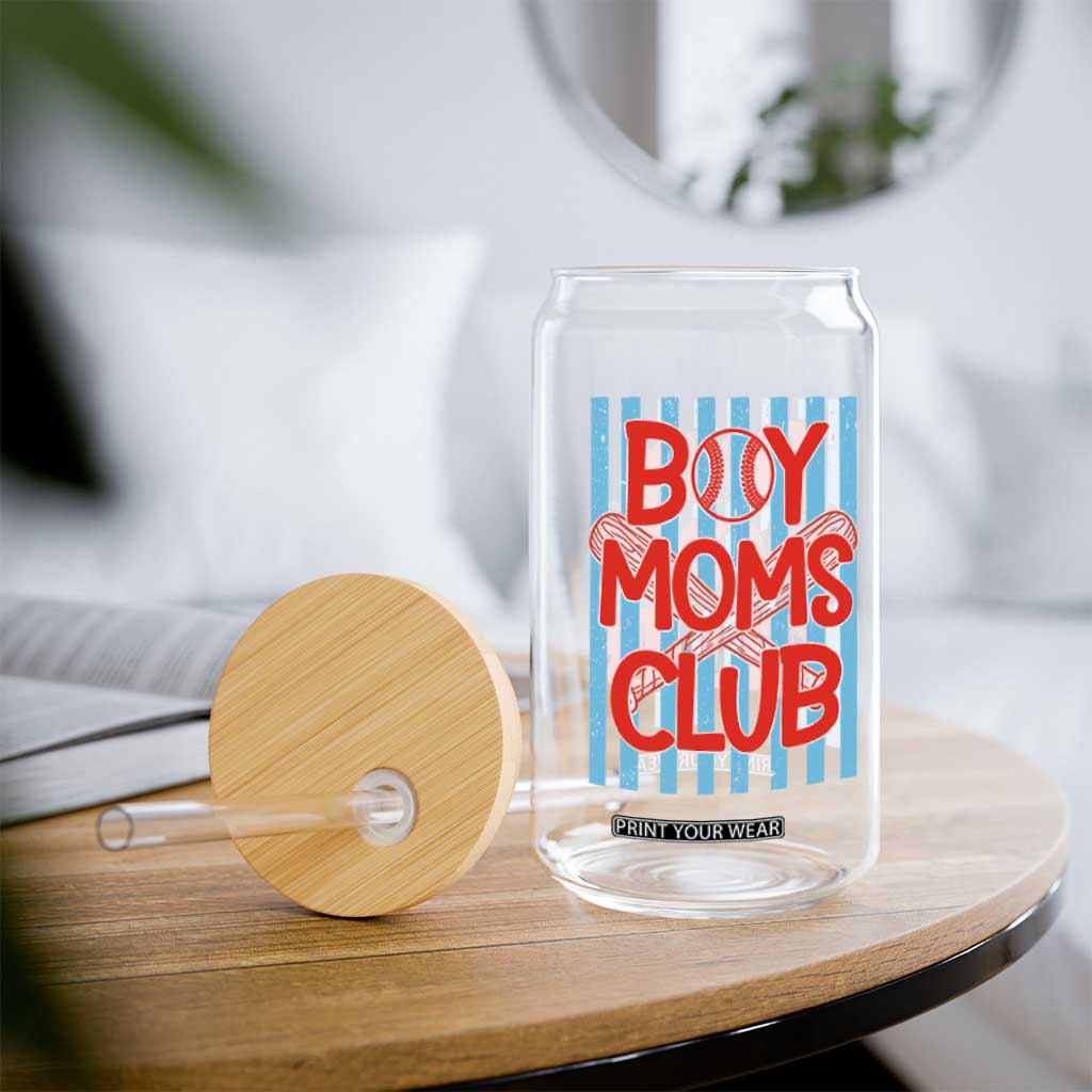 Boy Moms Club Glass Can Funny Motherhood Baseball Gift For Mom TS14 Print Your Wear