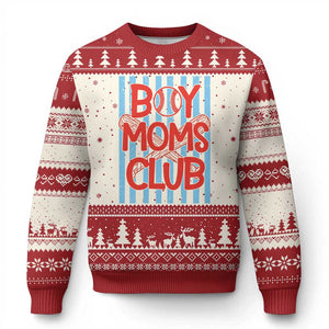 Boy Moms Club Ugly Christmas Sweater Funny Motherhood Baseball Gift For Mom TS14 Beige Red Print Your Wear