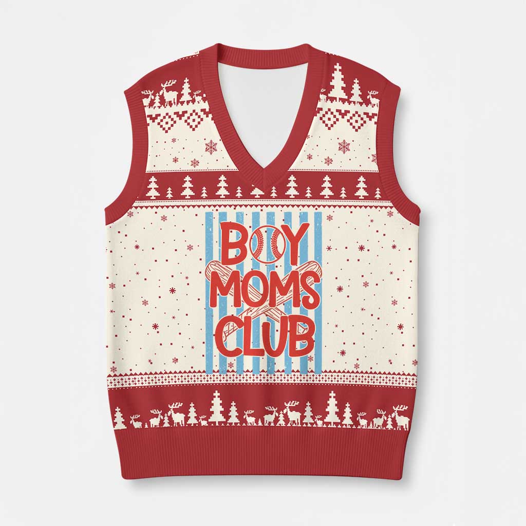 Boy Moms Club V-Neck Knit Sweater Vest Funny Motherhood Baseball Gift For Mom TS14 Beige Red Print Your Wear