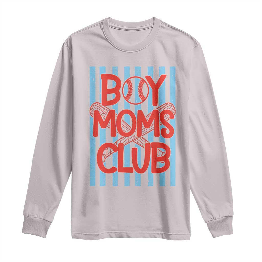 Boy Moms Club Long Sleeve Shirt Funny Motherhood Baseball Gift For Mom TS14 Ice Gray Print Your Wear