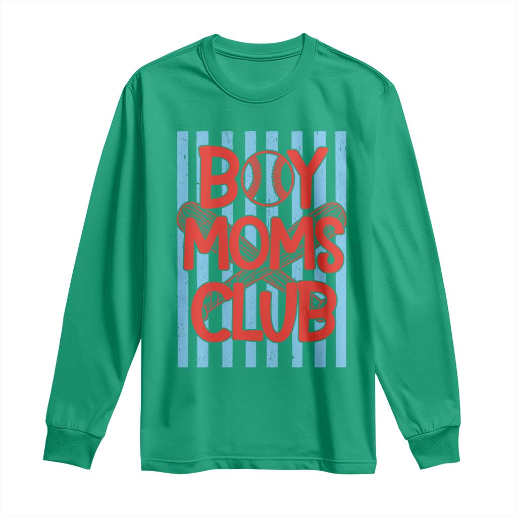 Boy Moms Club Long Sleeve Shirt Funny Motherhood Baseball Gift For Mom TS14 Irish Green Print Your Wear