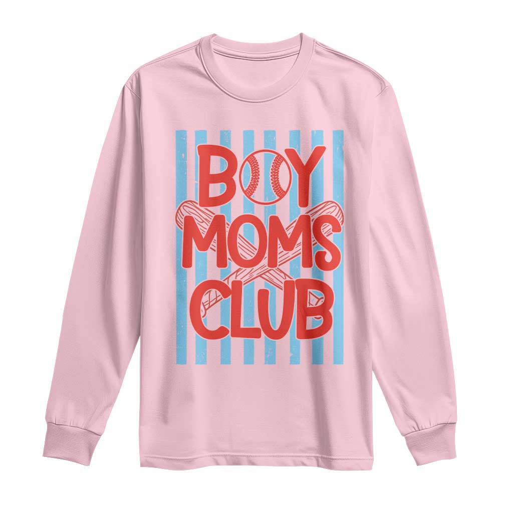 Boy Moms Club Long Sleeve Shirt Funny Motherhood Baseball Gift For Mom TS14 Light Pink Print Your Wear