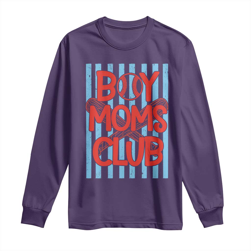 Boy Moms Club Long Sleeve Shirt Funny Motherhood Baseball Gift For Mom TS14 Purple Print Your Wear