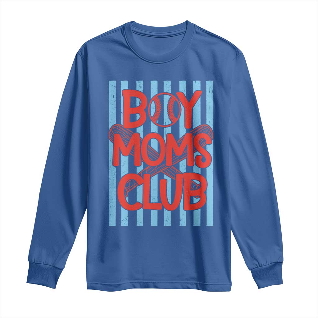 Boy Moms Club Long Sleeve Shirt Funny Motherhood Baseball Gift For Mom TS14 Royal Blue Print Your Wear