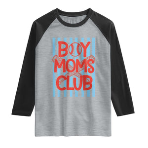 Boy Moms Club Raglan Shirt Funny Motherhood Baseball Gift For Mom TS14 Heather Gray Black Print Your Wear