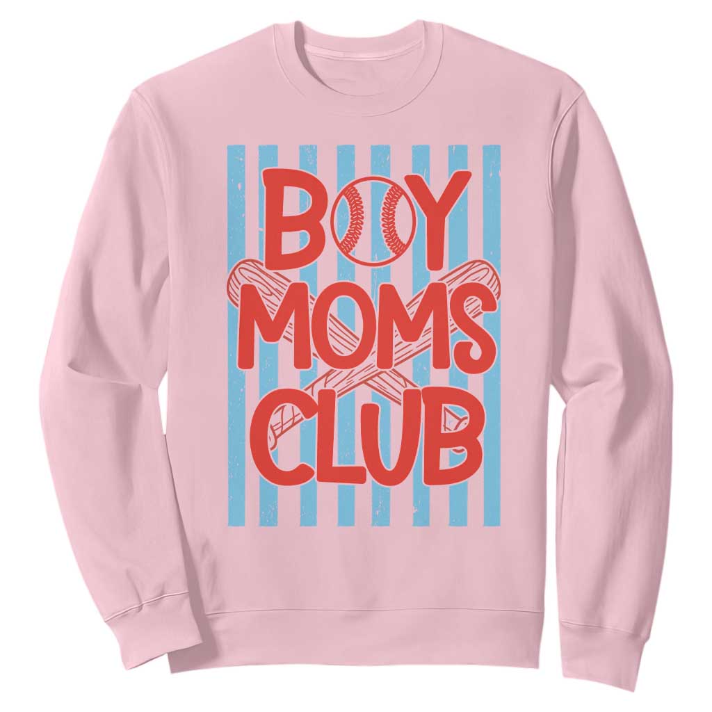 Boy Moms Club Sweatshirt Funny Motherhood Baseball Gift For Mom TS14 Light Pink Print Your Wear