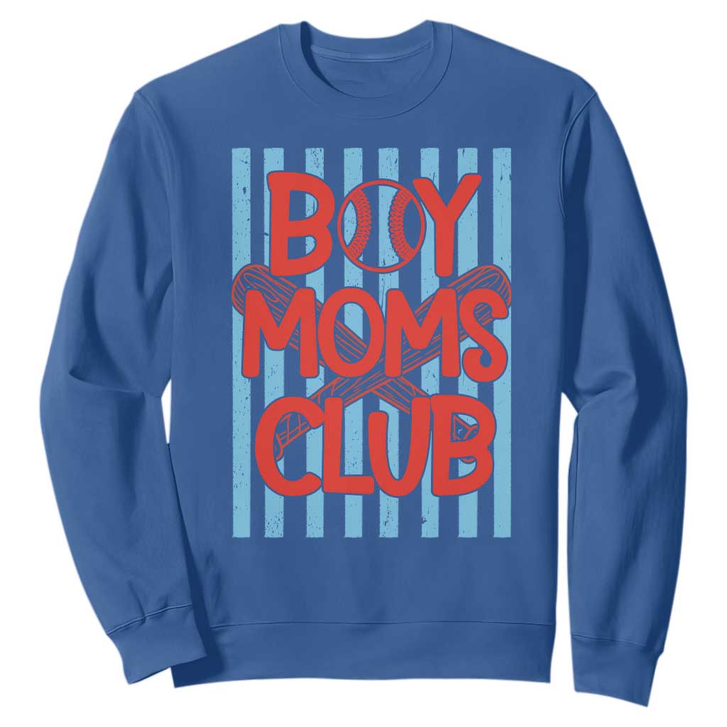 Boy Moms Club Sweatshirt Funny Motherhood Baseball Gift For Mom TS14 Royal Blue Print Your Wear