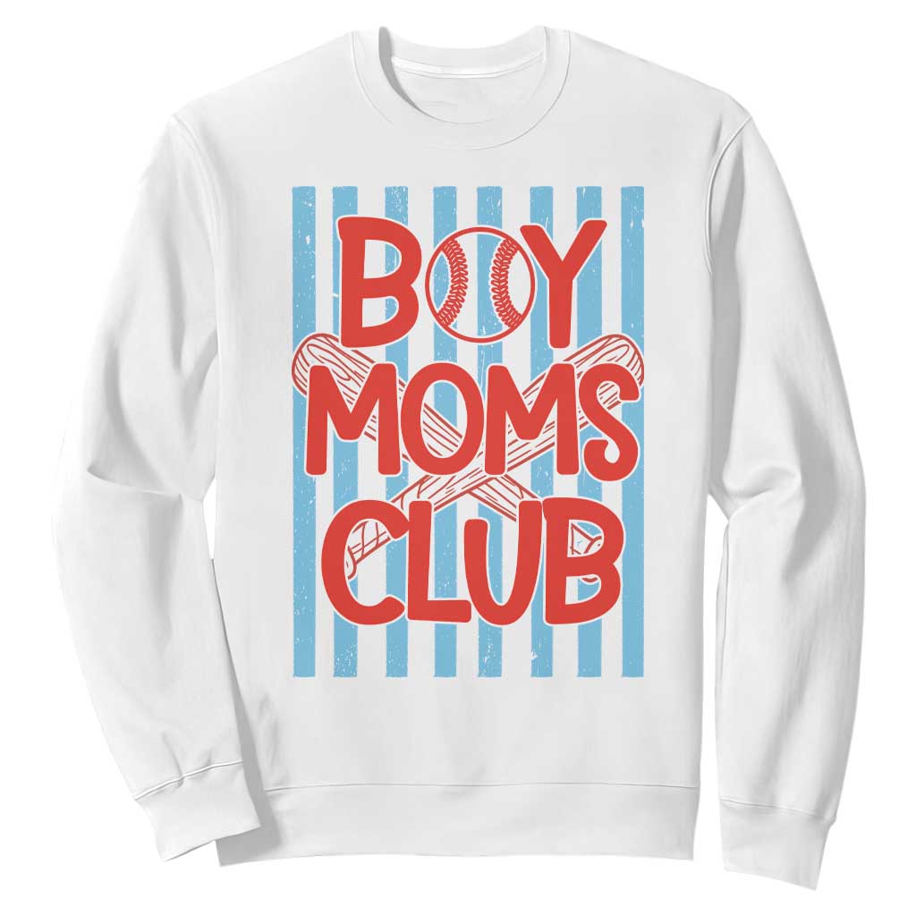 Boy Moms Club Sweatshirt Funny Motherhood Baseball Gift For Mom TS14 White Print Your Wear