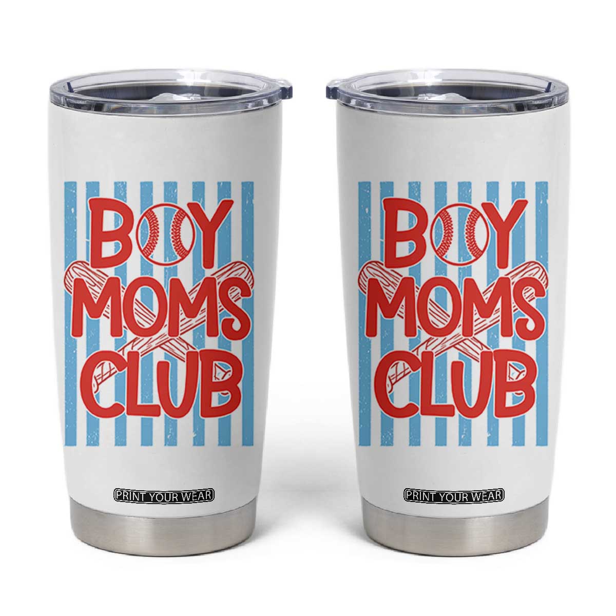 Boy Moms Club Tumbler Cup Funny Motherhood Baseball Gift For Mom TS14 White Print Your Wear