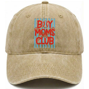 Boy Moms Club Washed Cotton Baseball Cap Funny Motherhood Baseball Gift For Mom TS14 Print Your Wear