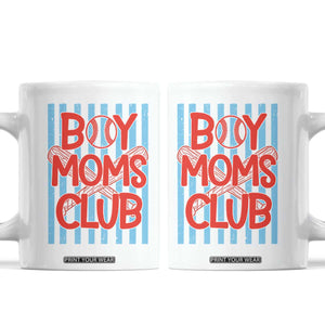 Boy Moms Club Coffee Mug Funny Motherhood Baseball Gift For Mom TS14 White Print Your Wear