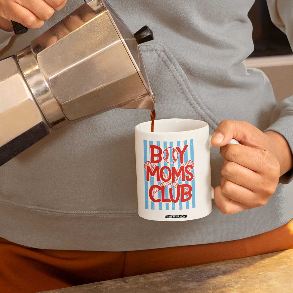 Boy Moms Club Coffee Mug Funny Motherhood Baseball Gift For Mom TS14 Print Your Wear