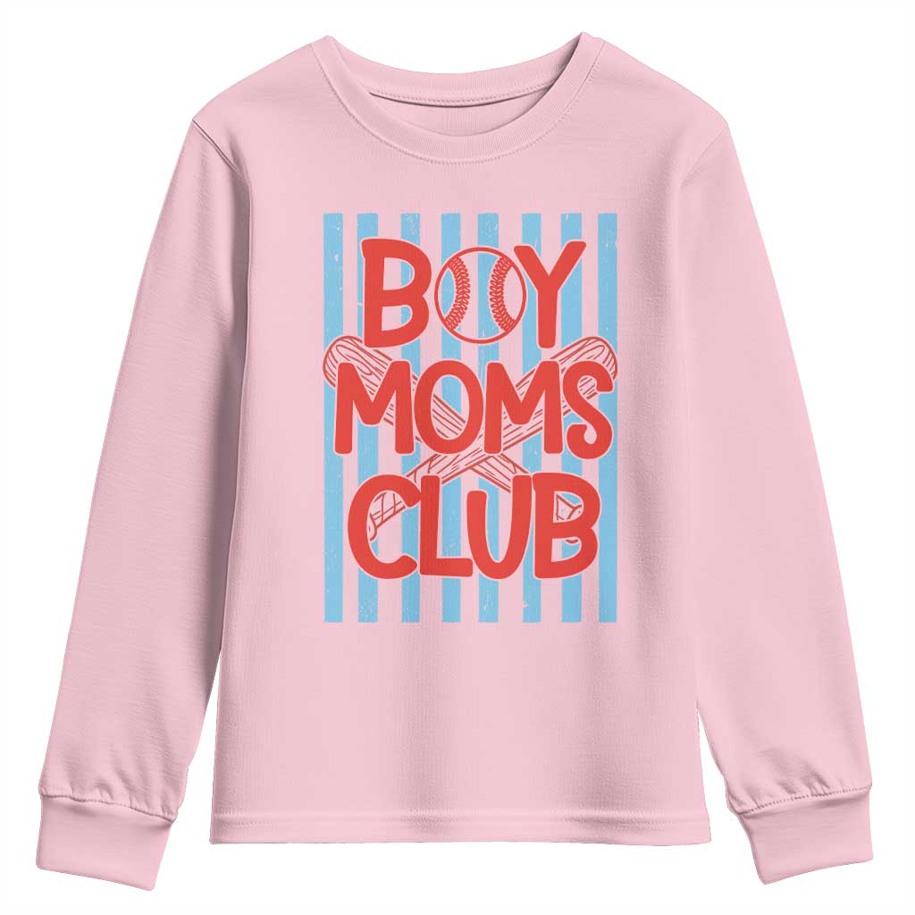 Boy Moms Club Youth Sweatshirt Funny Motherhood Baseball Gift For Mom TS14 Light Pink Print Your Wear
