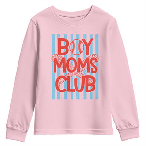 Boy Moms Club Youth Sweatshirt Funny Motherhood Baseball Gift For Mom TS14 Light Pink Print Your Wear