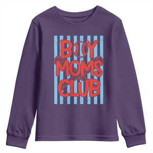 Boy Moms Club Youth Sweatshirt Funny Motherhood Baseball Gift For Mom TS14 Purple Print Your Wear