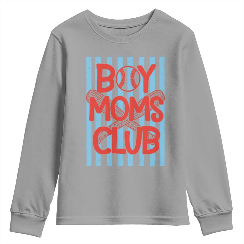 Boy Moms Club Youth Sweatshirt Funny Motherhood Baseball Gift For Mom TS14 Sport Gray Print Your Wear