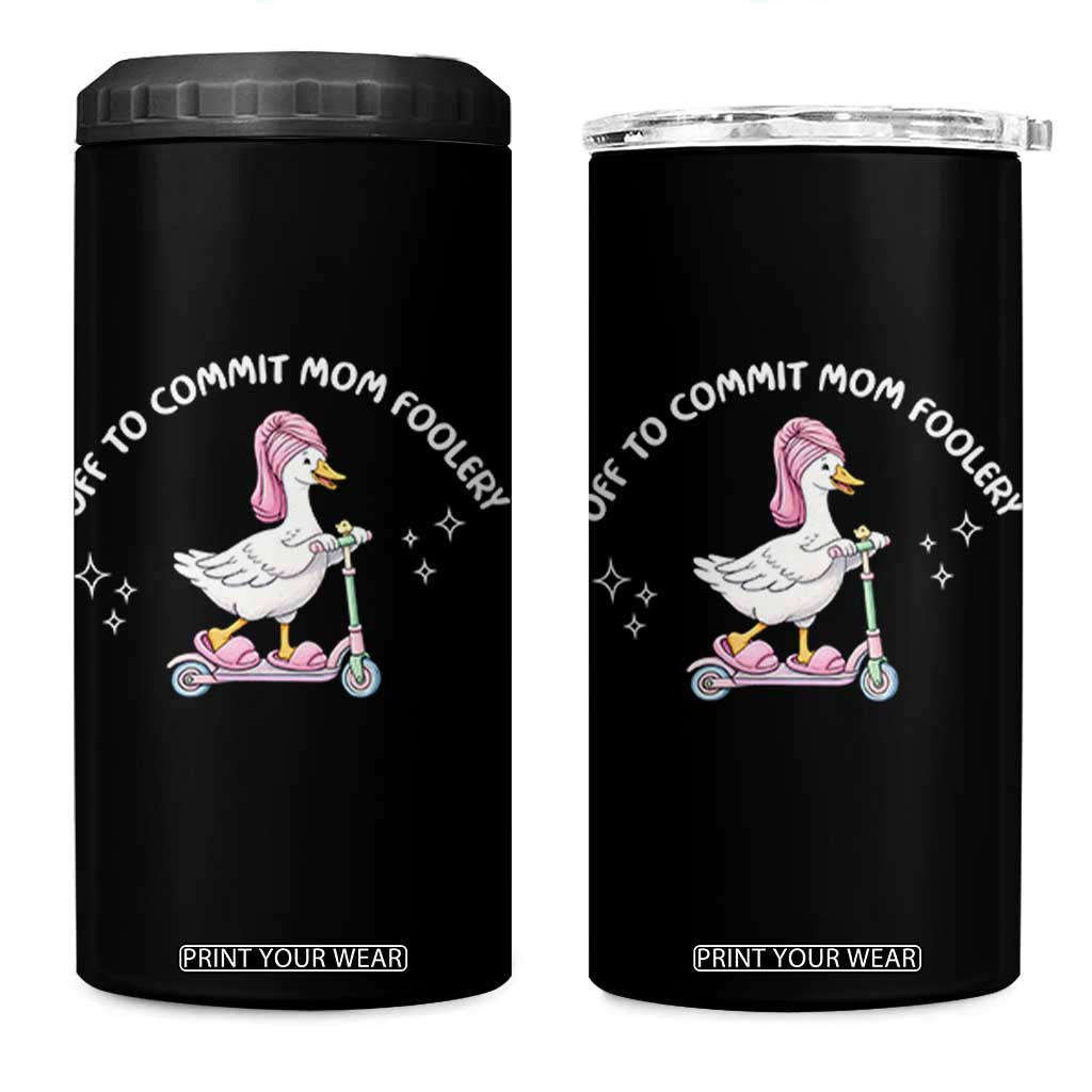 Funny Goose Mom 4 in 1 Can Cooler Tumbler Off To Commit Mom Foolery TS14 One Size: 16 oz Black Print Your Wear