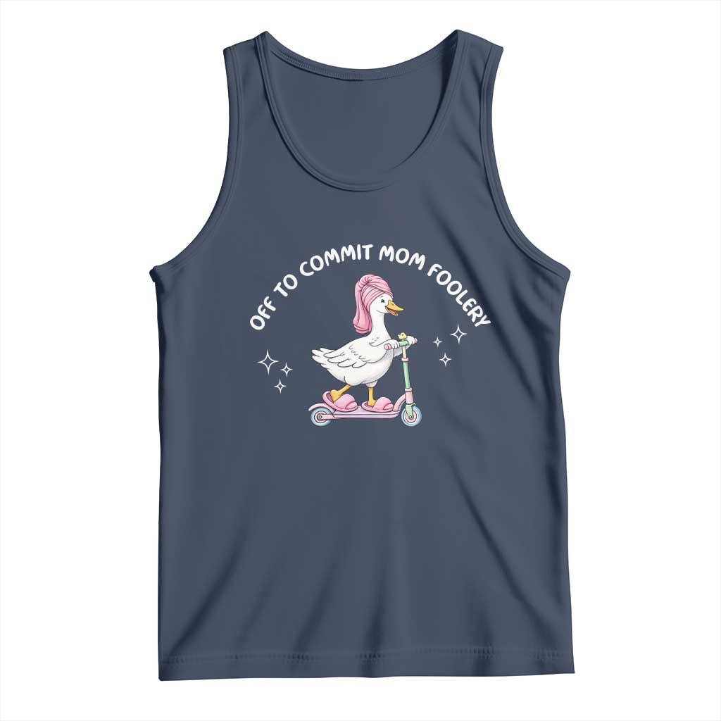 Funny Goose Mom Tank Top Off To Commit Mom Foolery TS14 Navy Print Your Wear