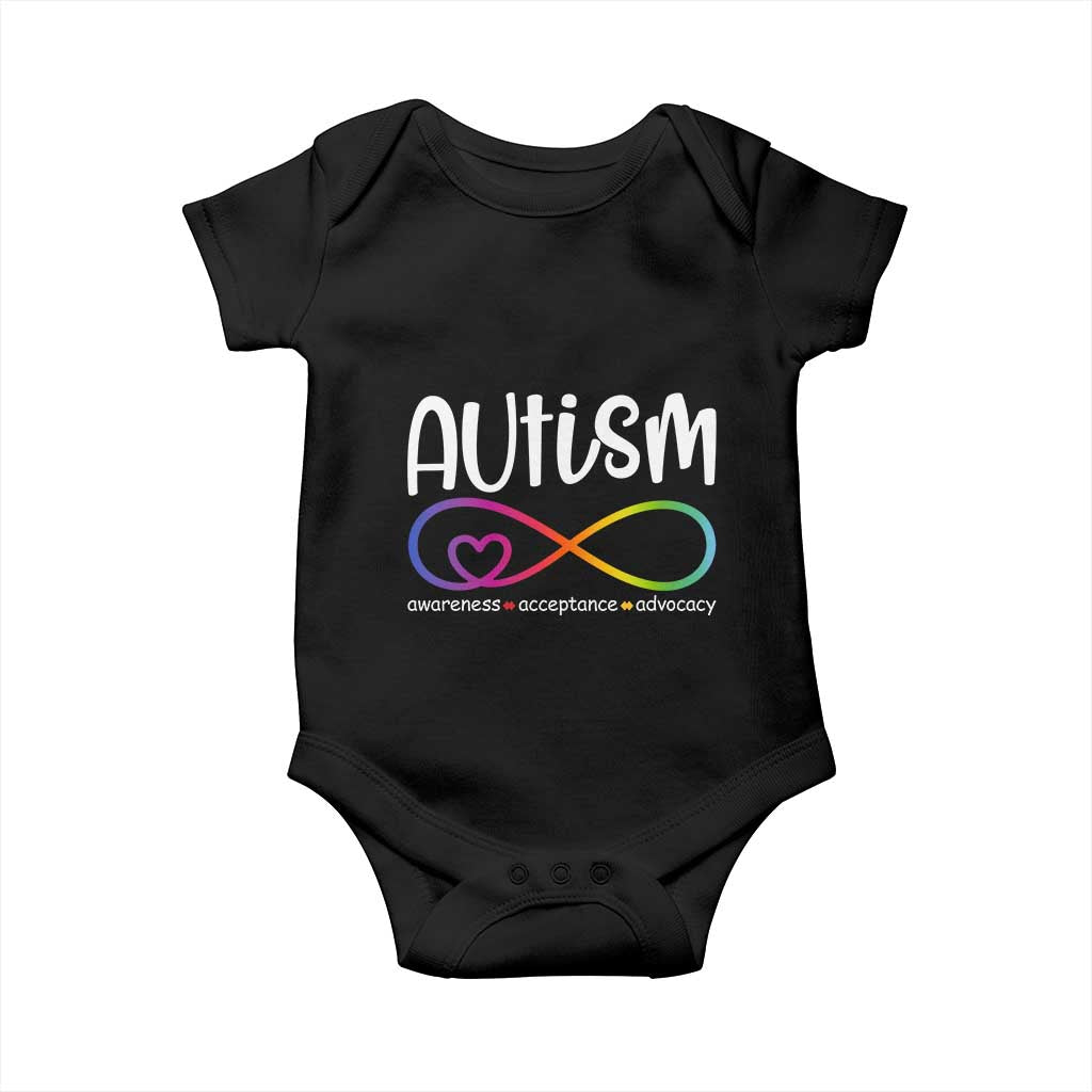 Autism Acceptance Baby Onesie Neurodivergent Support Infinity Symbol TS14 Black Print Your Wear