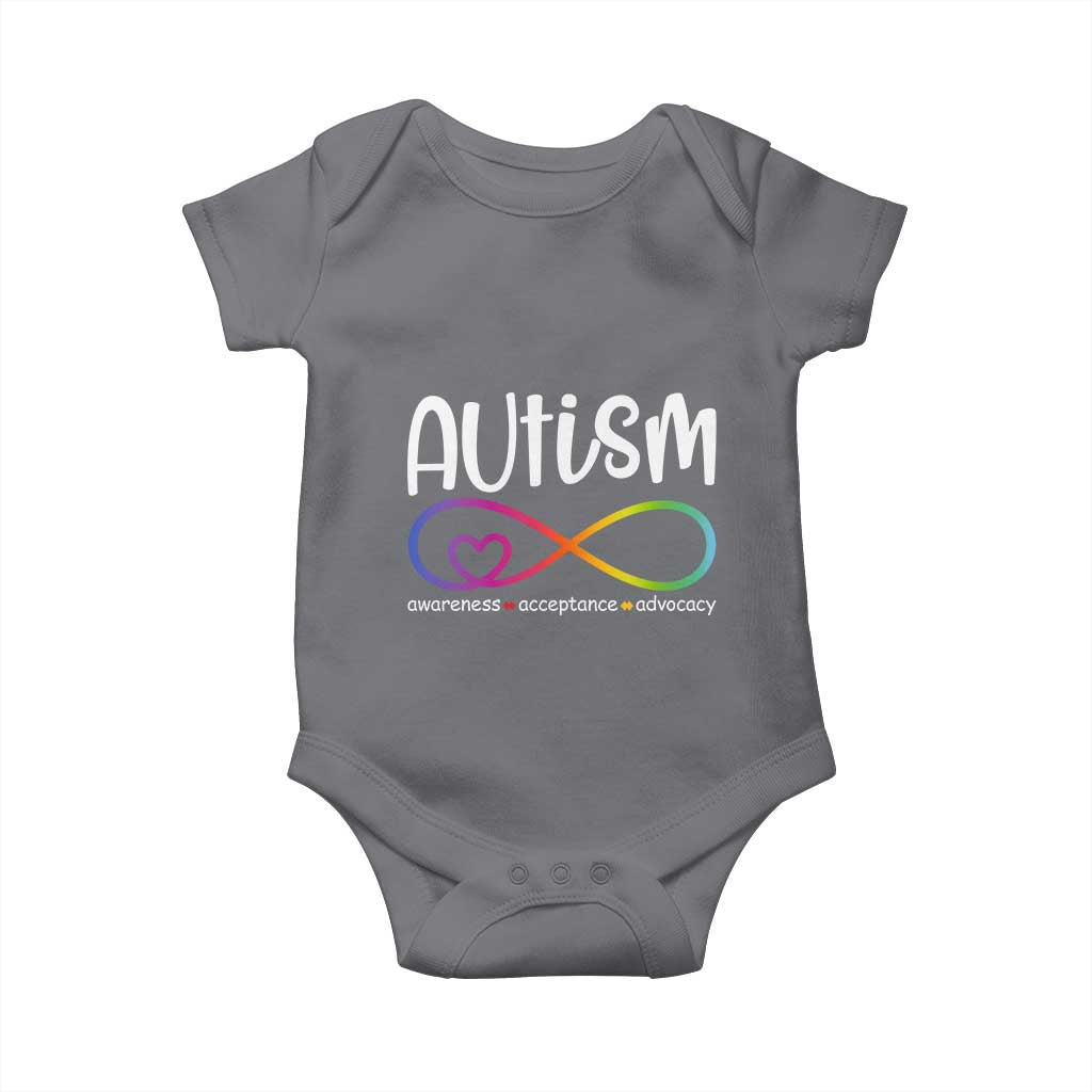 Autism Acceptance Baby Onesie Neurodivergent Support Infinity Symbol TS14 Charcoal Print Your Wear