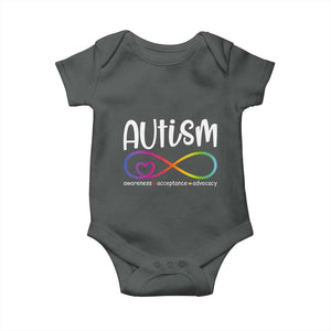 Autism Acceptance Baby Onesie Neurodivergent Support Infinity Symbol TS14 Dark Heather Print Your Wear