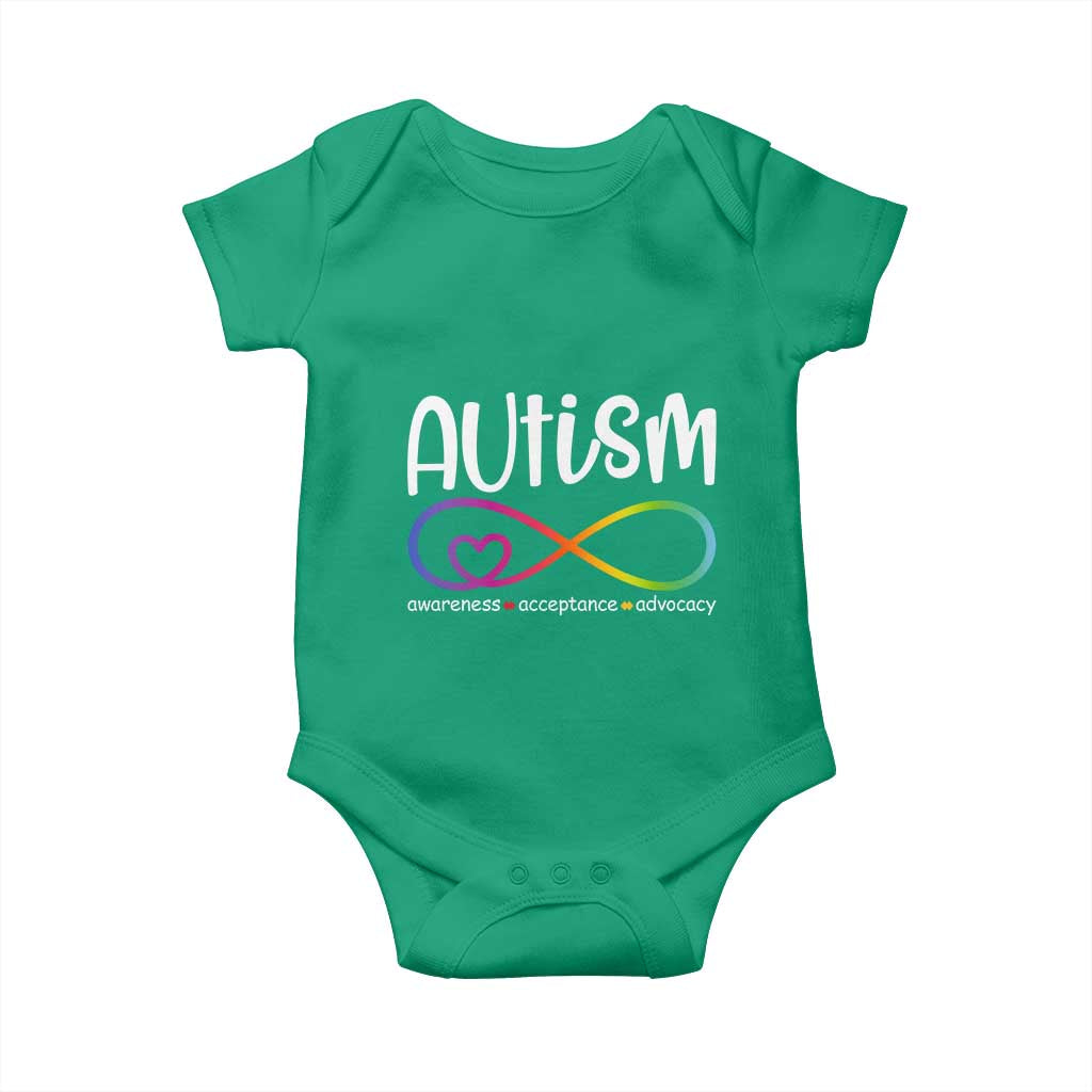 Autism Acceptance Baby Onesie Neurodivergent Support Infinity Symbol TS14 Irish Green Print Your Wear