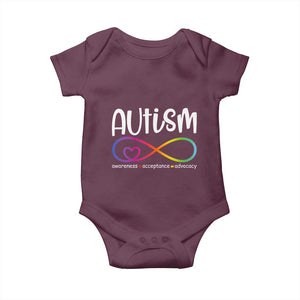 Autism Acceptance Baby Onesie Neurodivergent Support Infinity Symbol TS14 Maroon Print Your Wear
