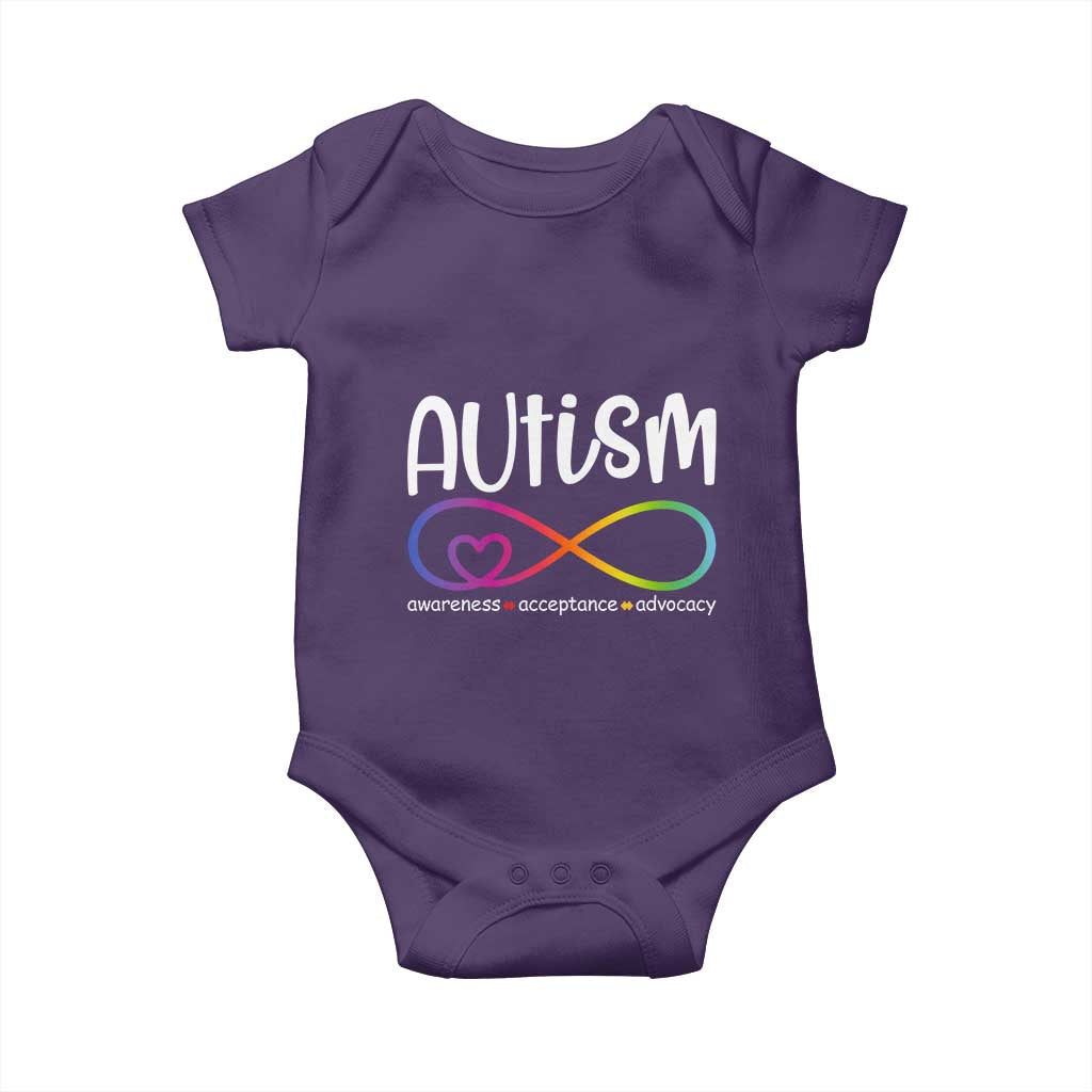 Autism Acceptance Baby Onesie Neurodivergent Support Infinity Symbol TS14 Purple Print Your Wear