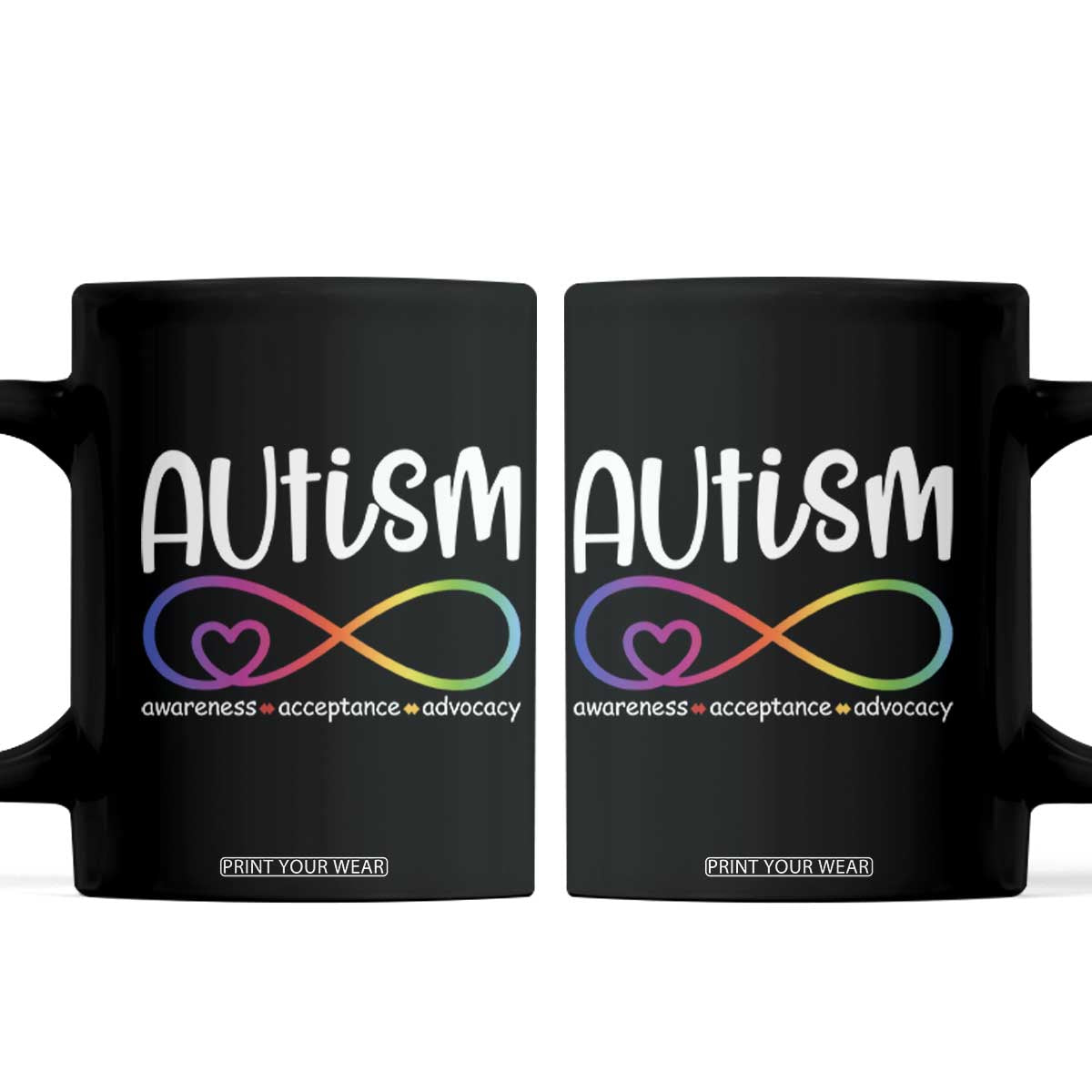 Autism Acceptance Coffee Mug Neurodivergent Support Infinity Symbol TS14 Black Print Your Wear