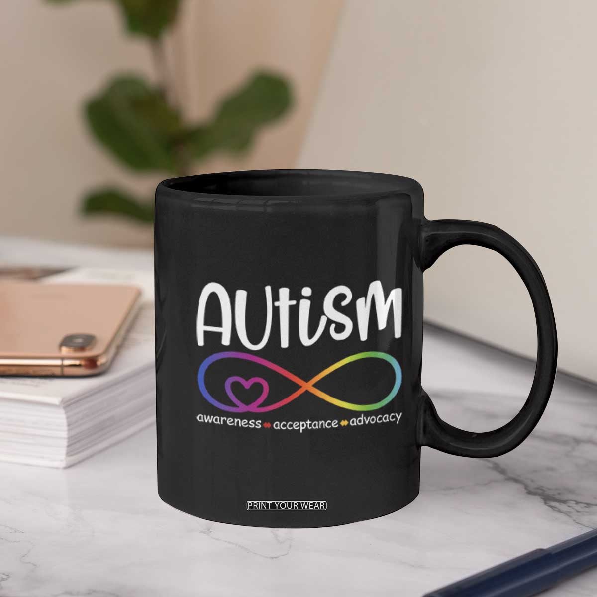 Autism Acceptance Coffee Mug Neurodivergent Support Infinity Symbol TS14 Print Your Wear