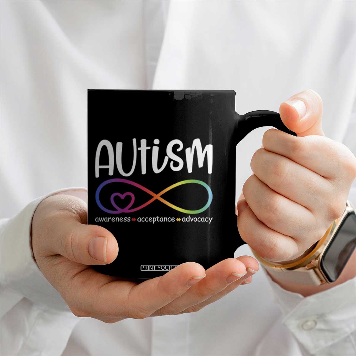 Autism Acceptance Coffee Mug Neurodivergent Support Infinity Symbol TS14 Print Your Wear