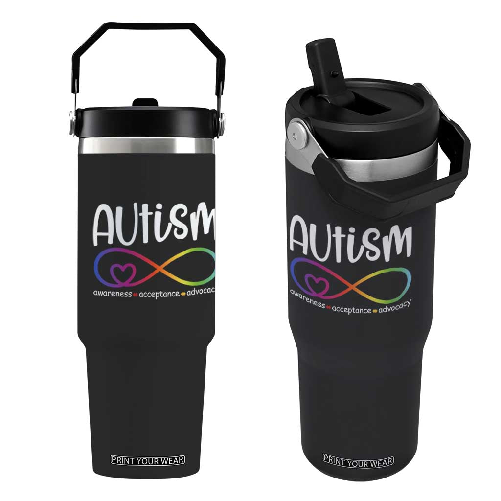 Autism Acceptance Flip Straw Tumbler Neurodivergent Support Infinity Symbol TS14 One Size: 30 oz Black Print Your Wear