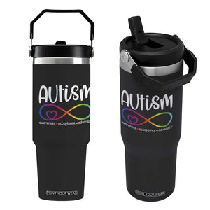 Autism Acceptance Flip Straw Tumbler Neurodivergent Support Infinity Symbol TS14 One Size: 30 oz Black Print Your Wear