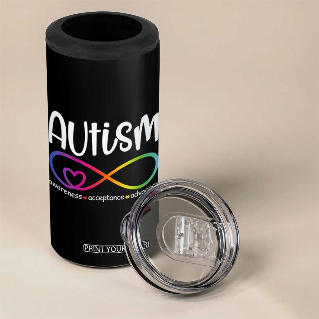 Autism Acceptance 4 in 1 Can Cooler Tumbler Neurodivergent Support Infinity Symbol TS14 Print Your Wear