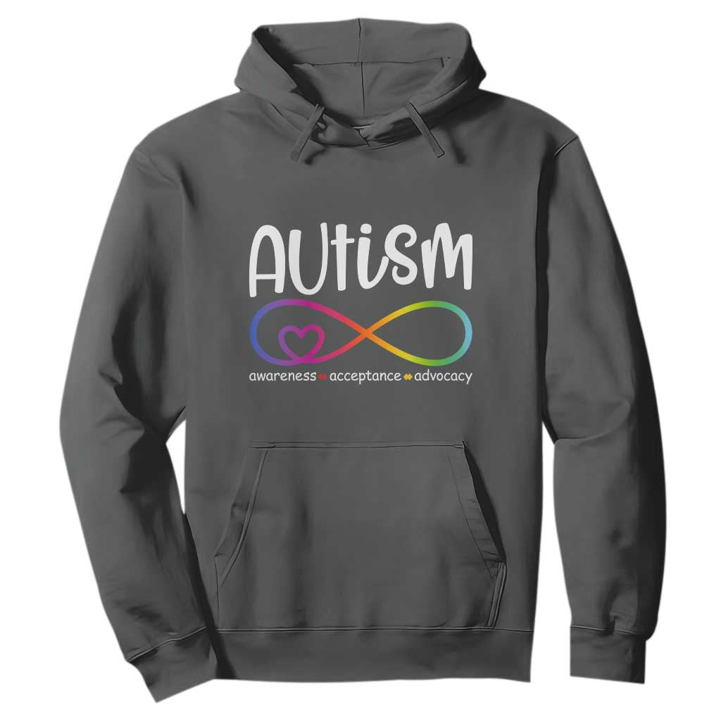 Autism Acceptance Hoodie - Neurodivergent Support Infinity Symbol Pullover TS14 Dark Heather Print Your Wear