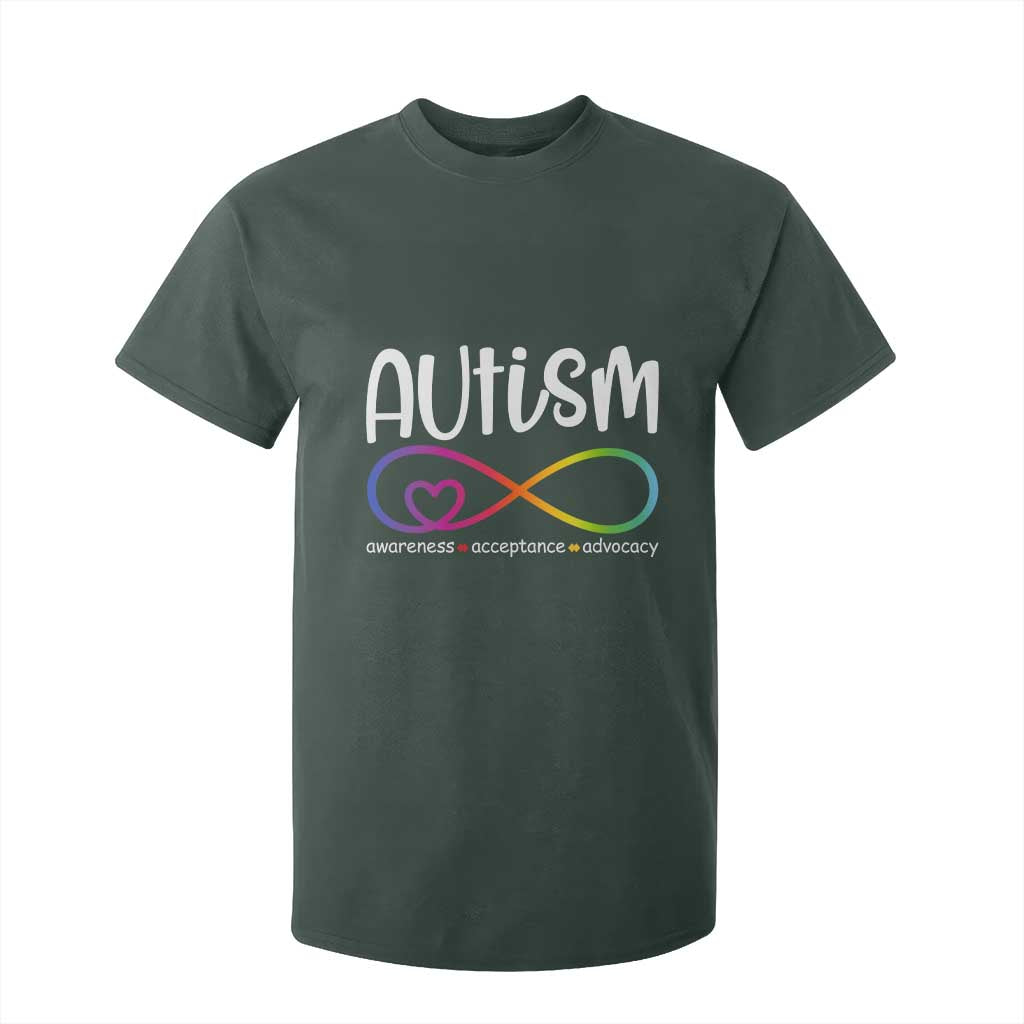 Autism Acceptance T Shirt For Kid - Neurodivergent Support Infinity Symbol TS14 Dark Forest Green Print Your Wear