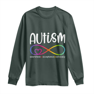Autism Acceptance Long Sleeve Shirt - Neurodivergent Support Infinity Symbol TS14 Dark Forest Green Print Your Wear