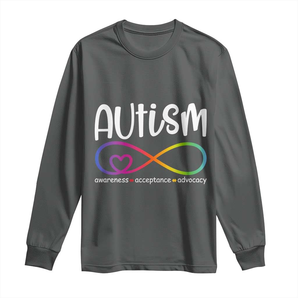 Autism Acceptance Long Sleeve Shirt - Neurodivergent Support Infinity Symbol TS14 Dark Heather Print Your Wear