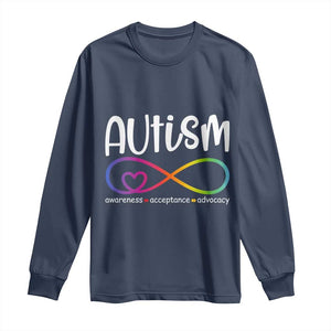 Autism Acceptance Long Sleeve Shirt - Neurodivergent Support Infinity Symbol TS14 Navy Print Your Wear