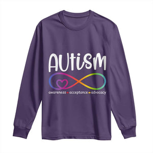 Autism Acceptance Long Sleeve Shirt - Neurodivergent Support Infinity Symbol TS14 Purple Print Your Wear