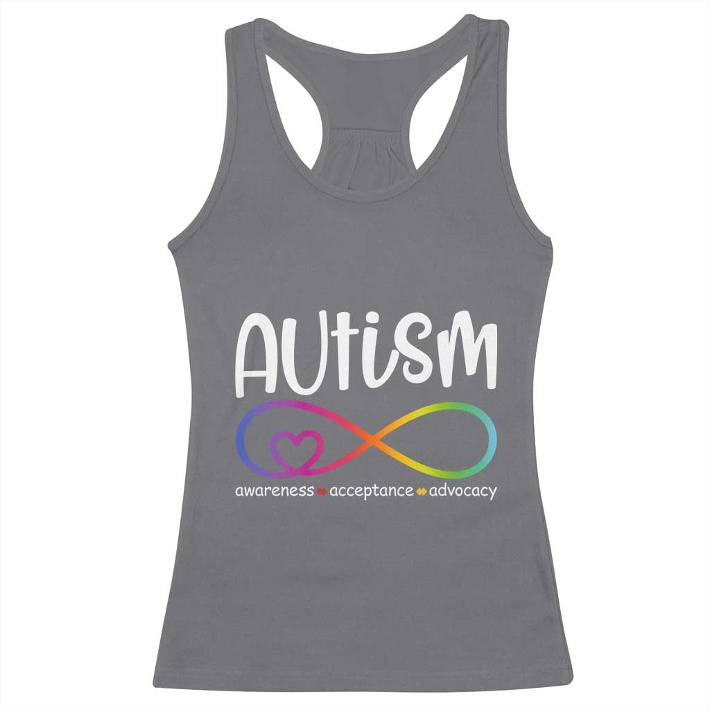 Autism Acceptance Racerback Tank Top Neurodivergent Support Infinity Symbol TS14 Charcoal Print Your Wear