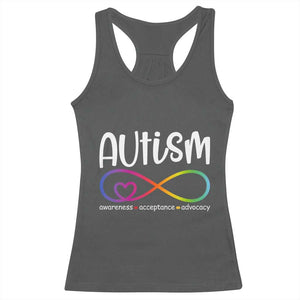 Autism Acceptance Racerback Tank Top Neurodivergent Support Infinity Symbol TS14 Dark Heather Print Your Wear