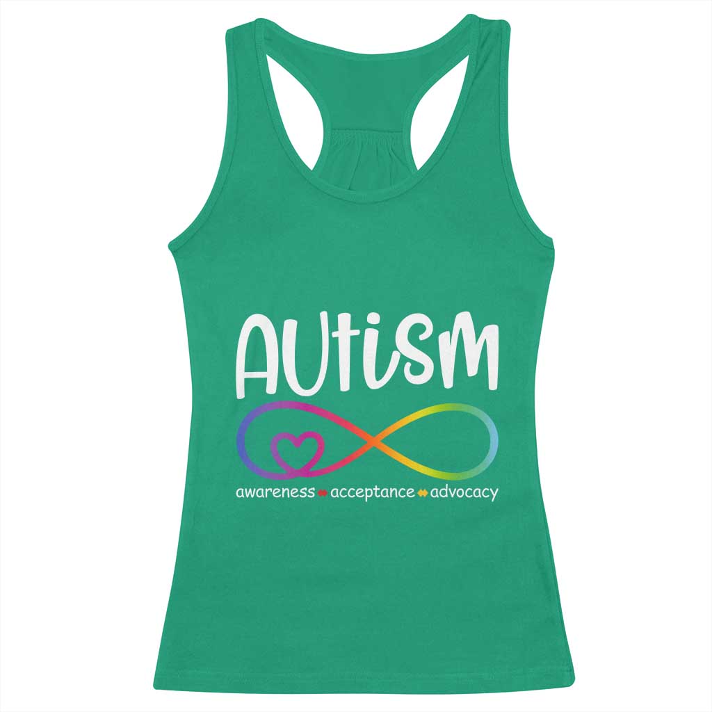 Autism Acceptance Racerback Tank Top Neurodivergent Support Infinity Symbol TS14 Irish Green Print Your Wear