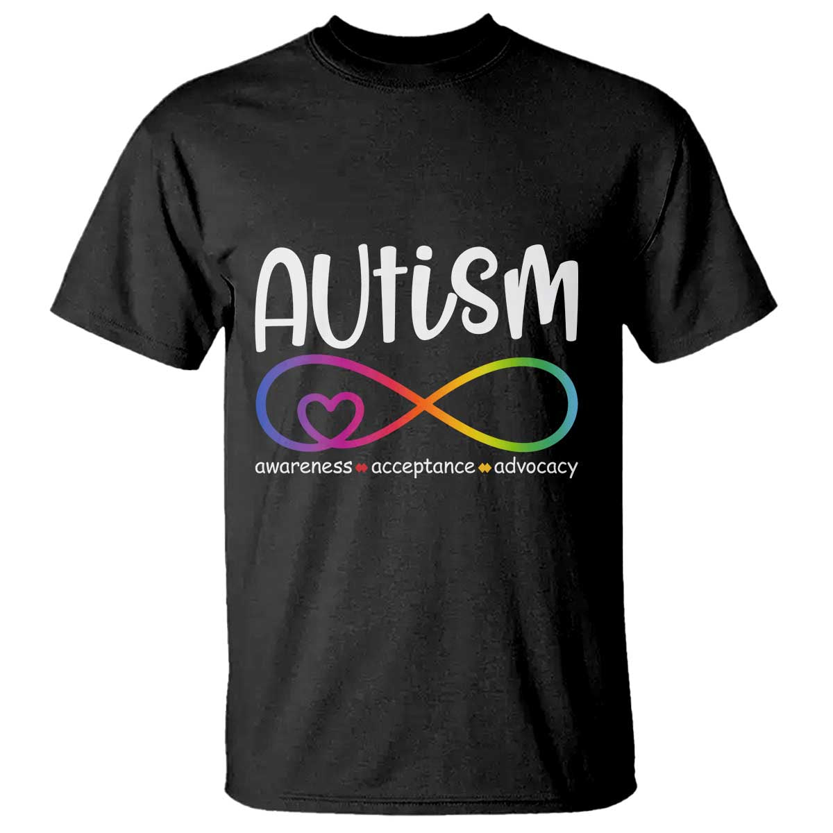 Autism Acceptance T Shirt Neurodivergent Support Infinity Symbol TS14 Black Print Your Wear