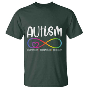 Autism Acceptance T Shirt Neurodivergent Support Infinity Symbol TS14 Dark Forest Green Print Your Wear
